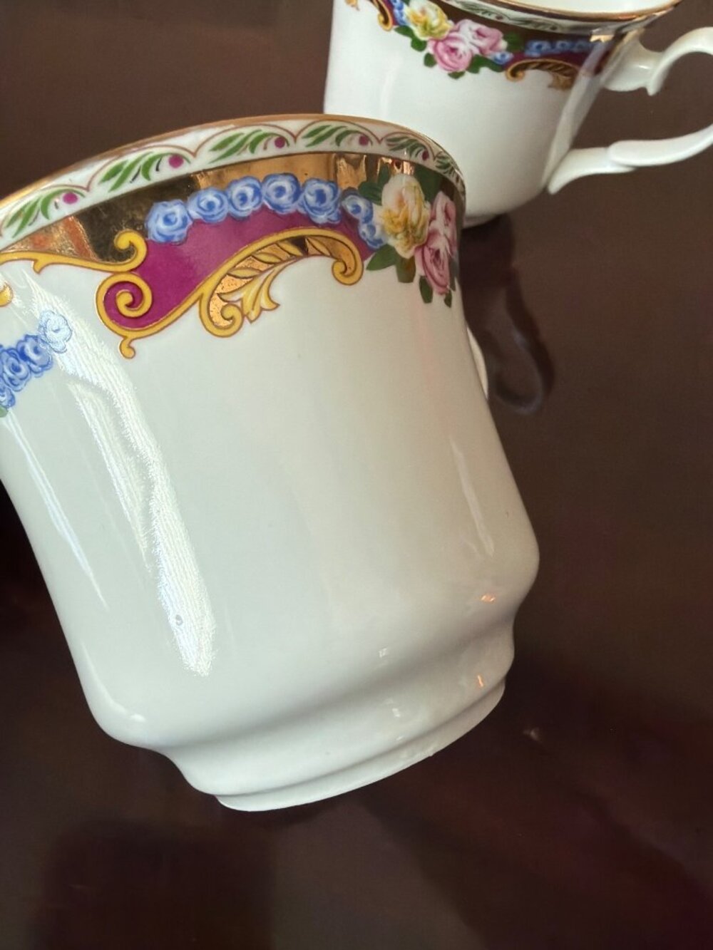 Set of 2 Vintage T. Limoges Teacup and Saucer Floral Gold Décoré à Main - Picture 5 of 13